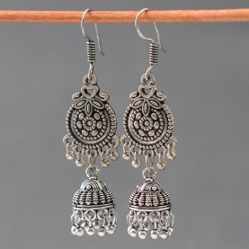 Indian earrings silvery Jhumki jewels