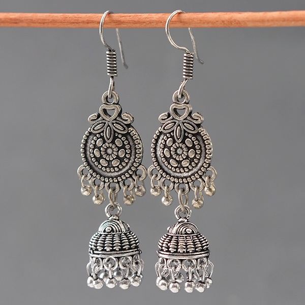 Indian earrings silvery Jhumki jewels