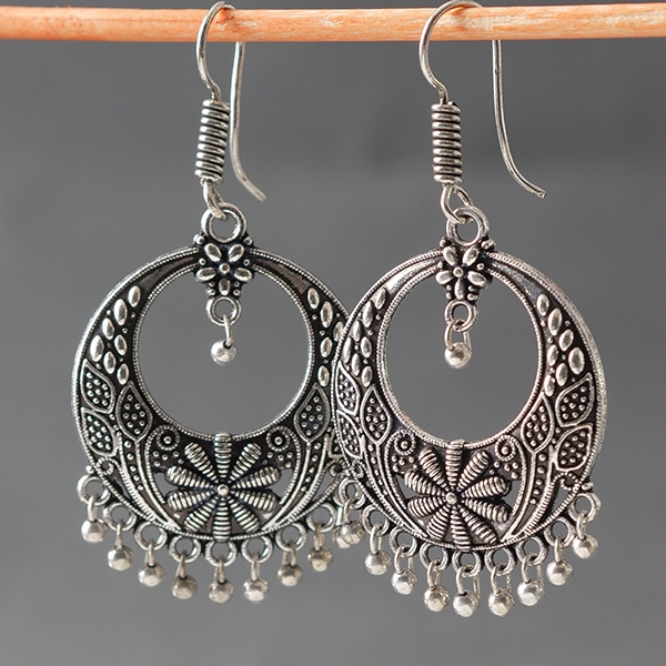 Boucles d'oreilles indiennes Rajasthani argentées