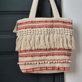 Sac à main indien en coton Boho écru et ocre