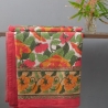 Nappe indienne en coton imprimée rouge et verte