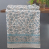 Nappe indienne en coton imprimée bleue et grise