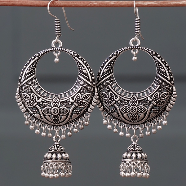 Boucles d'oreilles indiennes Jhumki argentées