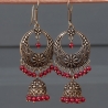 Boucles d'oreilles indiennes Jhumki dorées et rouges