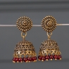 Boucles d'oreilles indiennes Jhumki dorées et rouges