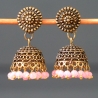 Boucles d'oreilles indiennes Jhumki dorées et roses