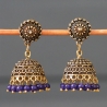 Boucles d'oreilles indiennes Jhumki dorées et violettes
