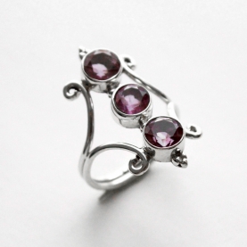Indian silver ring with amethyst stones