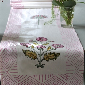 Chemin de table indien artisanal en coton