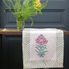 Indian handcrafted cotton table runner green and cyan