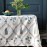Nappe indienne en coton imprimée bleue et grise