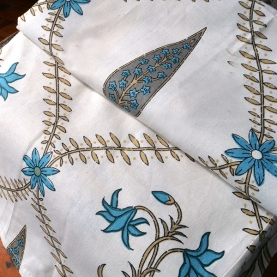 Indian handprinted cotton table cover
