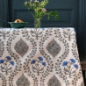Nappe indienne en coton imprimée grise et bleue