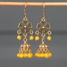 Boucles d'oreilles indiennes Jhumki dorées et jaunes