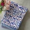 Nappe indienne en coton imprimée bleue et beige