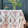 Nappe indienne en coton imprimée rose et cyan