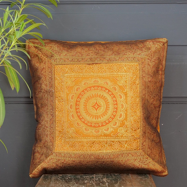 Indian cushion cover Benarasi ocher L40