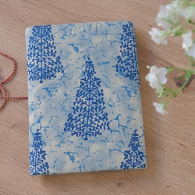 Indian handcrafted printed cotton diary blue