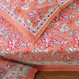 Drap de lit indien avec taies d'oreiller
