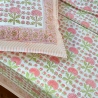 Drap de lit indien avec taies d'oreiller rose et vert