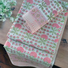 Indian printed bedcover with pillows