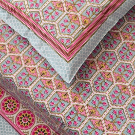 Drap de lit indien avec taies d'oreiller