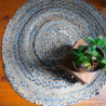 Indian handcrafted round rug carpet blue color