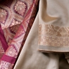 Indian saree art silk beige and maroon