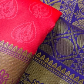 Saree indien complet satiné rouge et violet