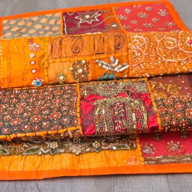 Tissu mural indien artisanal Patchwork orange