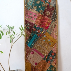 Tissu mural indien artisanal Patchwork beige