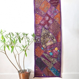 Tissu mural indien artisanal Patchwork violet
