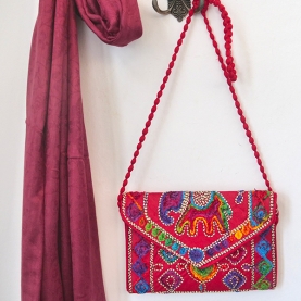Indian handcrafted small handbag Kuch red