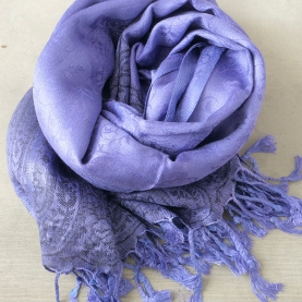 Indian embroidered scarf Flowers parme