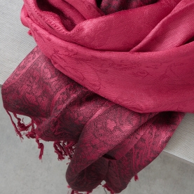 Indian embroidered scarf Flowers maroon