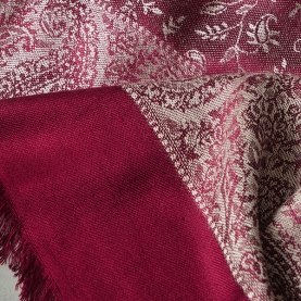 Indian knitted scarf Flowers maroon