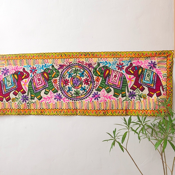 Indian handcrafted cotton wall hanging Elephants