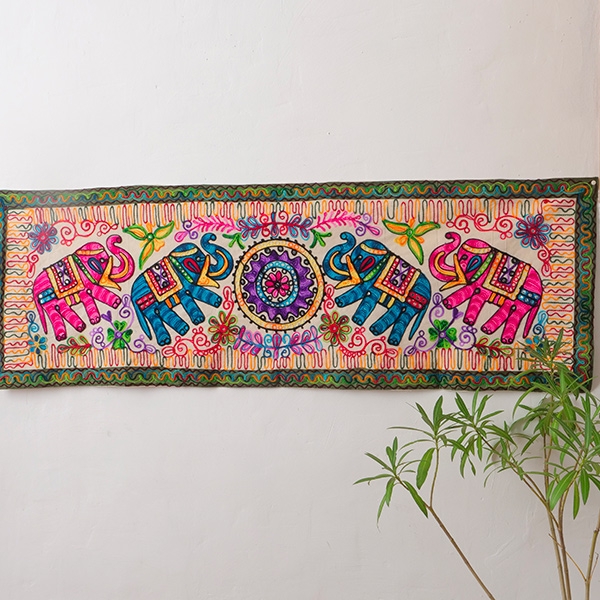 Indian handcrafted cotton wall hanging Elephants