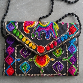 Indian handcrafted small handbag Kuch black