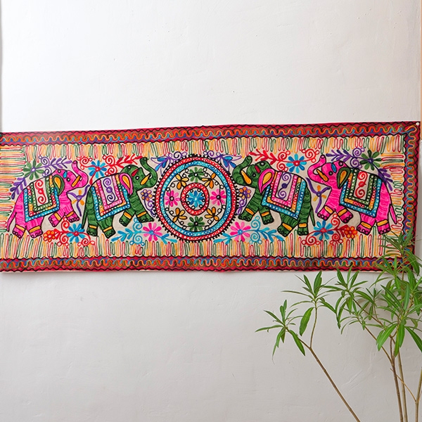Indian handcrafted cotton wall hanging Elephants