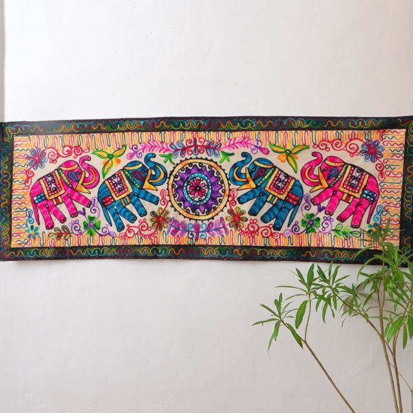 Indian handcrafted cotton wall hanging Elephants