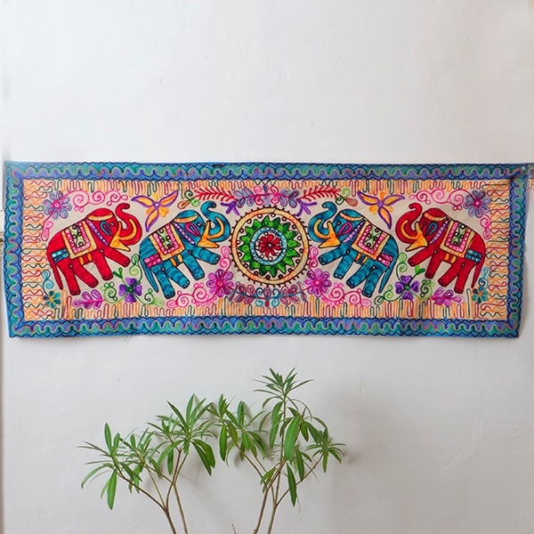 Indian handcrafted cotton wall hanging Elephants