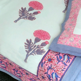 Indian printed bedsheet with pillow