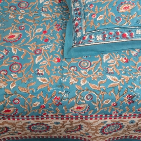 Indian printed bedsheet with pillows