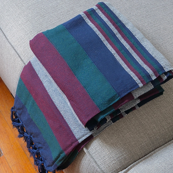 Indian cotton sofa or bed cover Kerala blue and grey