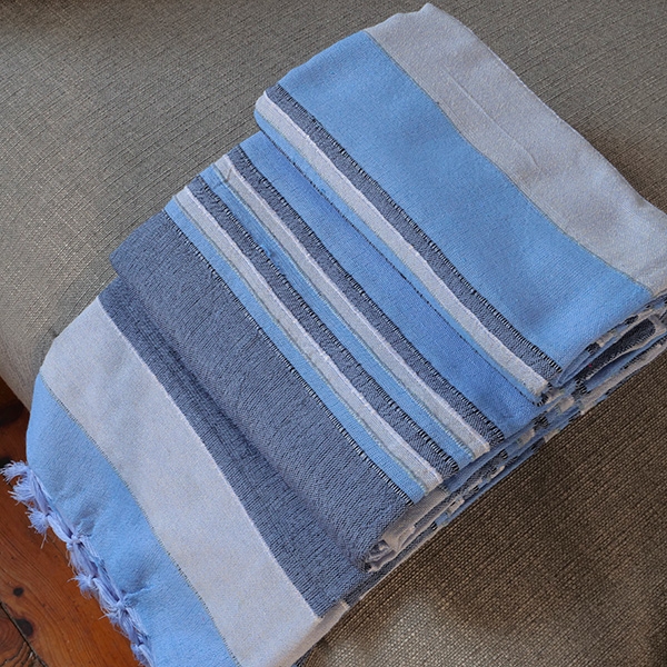 Indian cotton sofa or bed cover Kerala light blue color