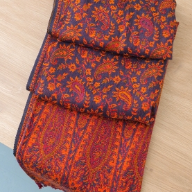 Indian knitted scarf Mangoes design black and red