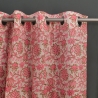 Rideau indien en coton imprimé rose et blanc