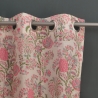 Rideau indien en coton imprimé rose et vert