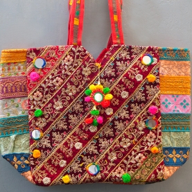 Indian handbag Zari style red and colorful